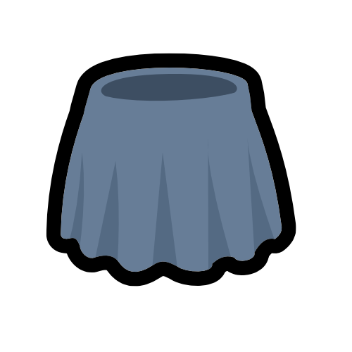 a short dull blue skirt